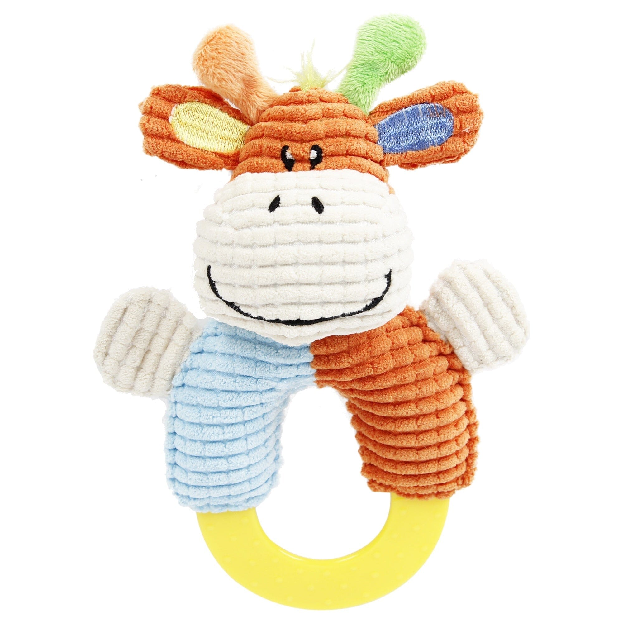 Pet Life ® 'Ring-O-Round' Plush Squeaking and Rubber Teething Newborn Puppy Dog Toy Blue, Orange