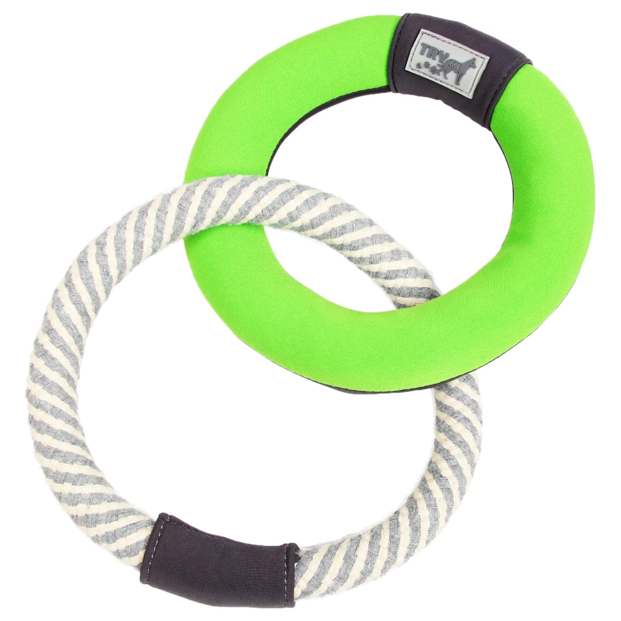 Pet Life ® 'Ring Toss' Dual-Connecting Jute Rope and Floating Ring Dog Toy Green