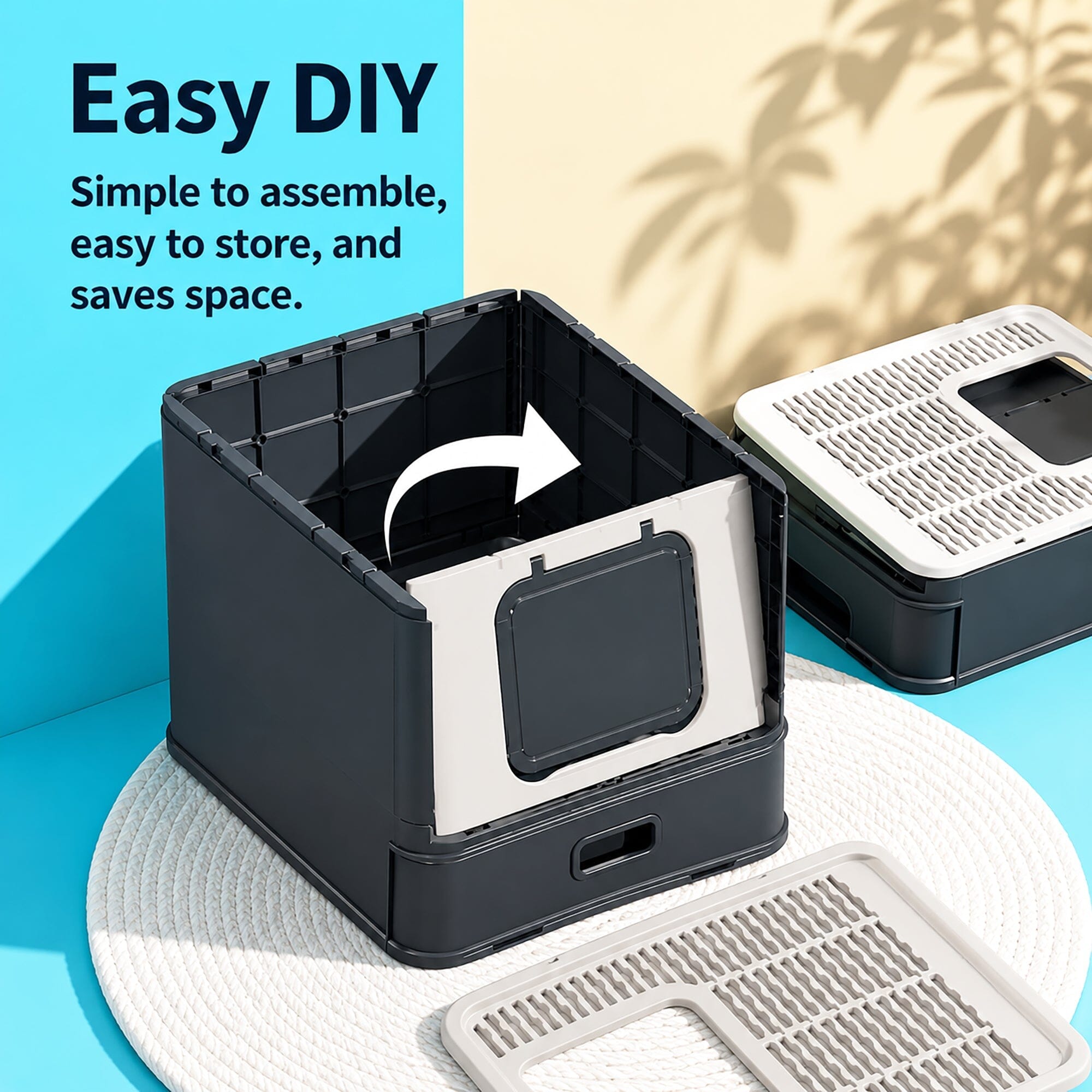 Pet Life ® “SlideAway” Premium Foldable and Travel Pull-Out Cat Litter Box
