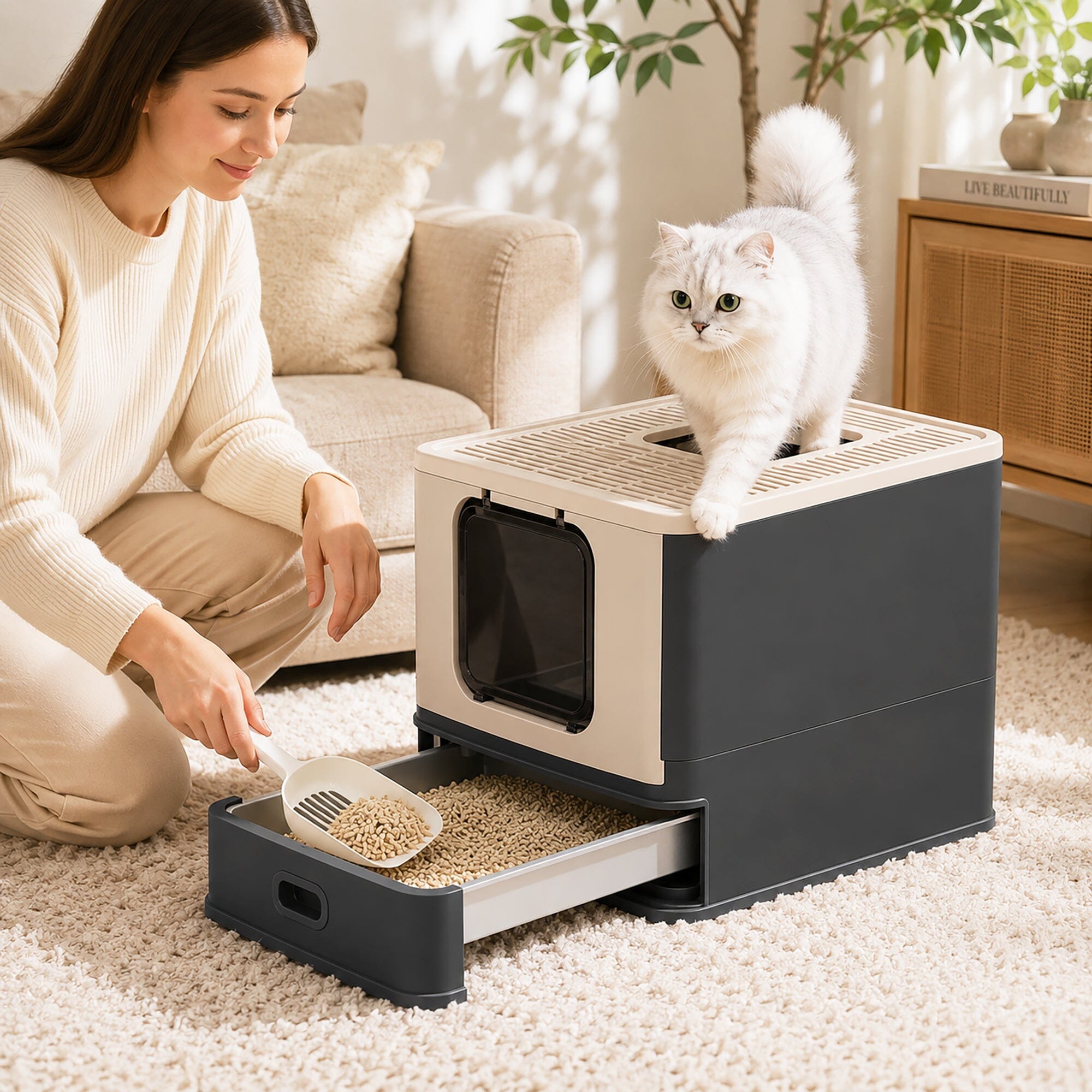 Pet Life ® “SlideAway” Premium Foldable and Travel Pull-Out Cat Litter Box