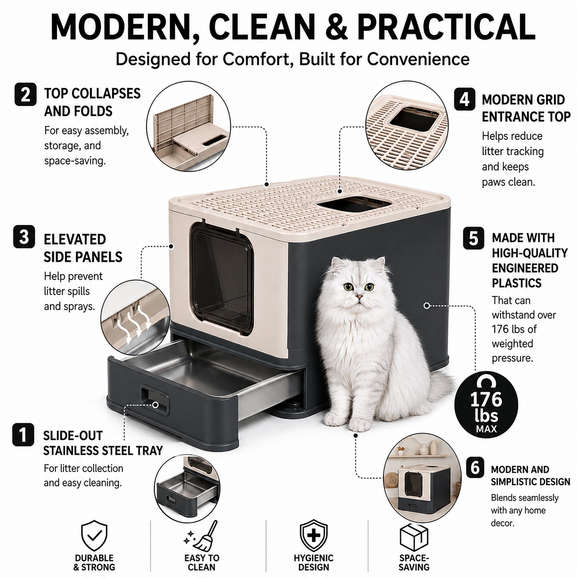 Pet Life ® “SlideAway” Premium Foldable and Travel Pull-Out Cat Litter Box