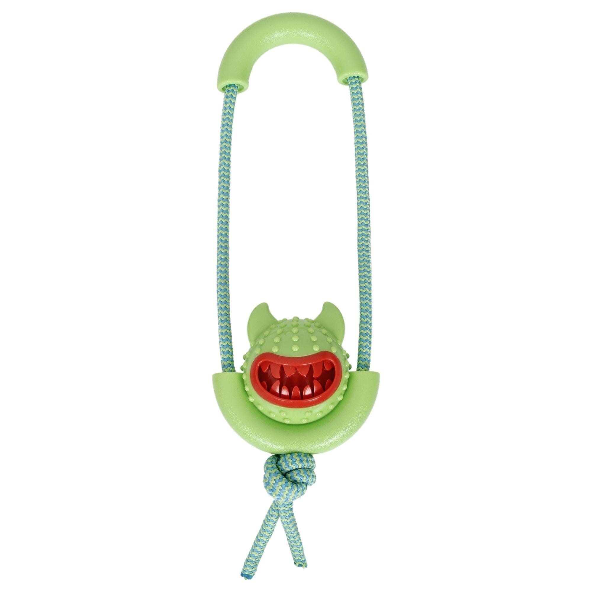 Pet Life ® 'Sling-Away' Tug and Squeak Natural Jute and Rubber Dog Toy Green