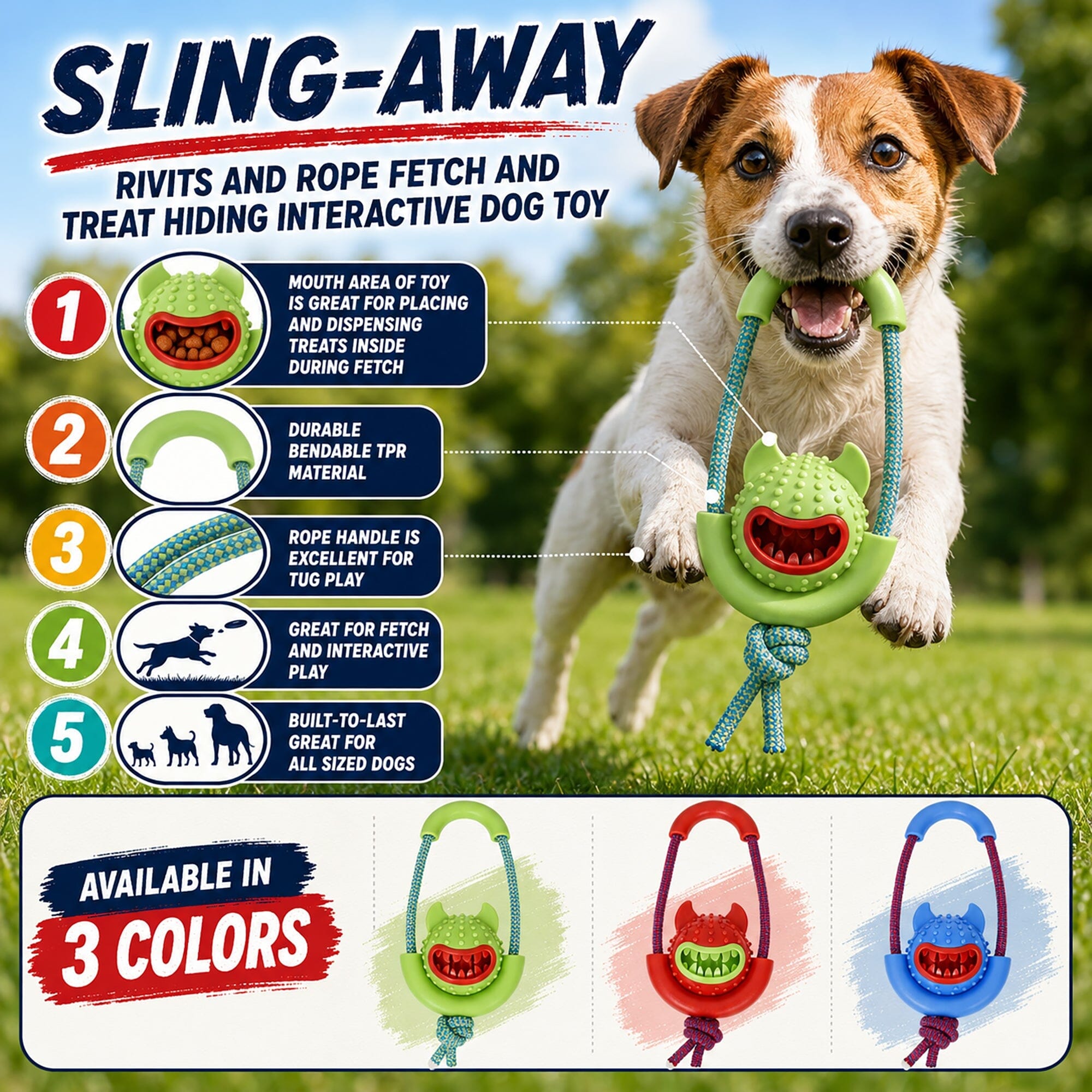 Pet Life ® 'Sling-Away' Tug and Squeak Natural Jute and Rubber Dog Toy