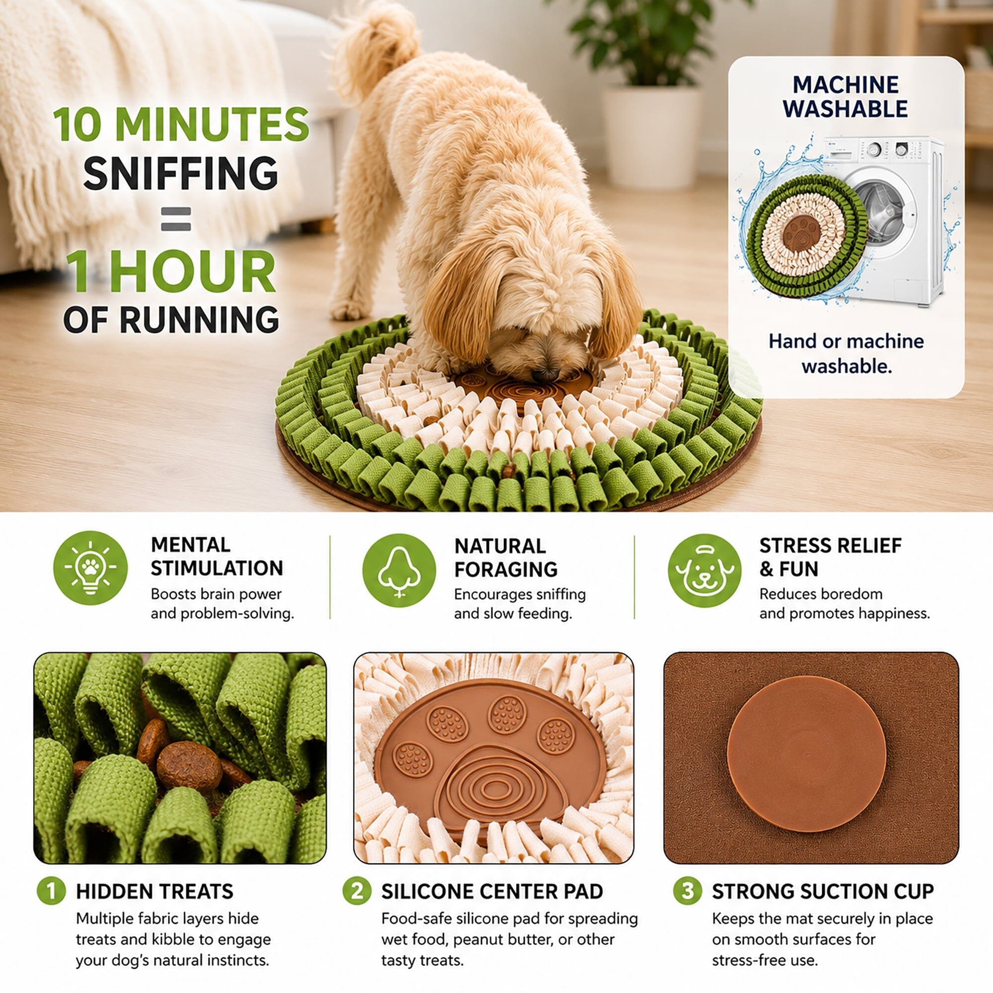 Pet Life ® “Snout-Seek” Interactive Treat Hiding and Spreading Pet Snuffle Mat