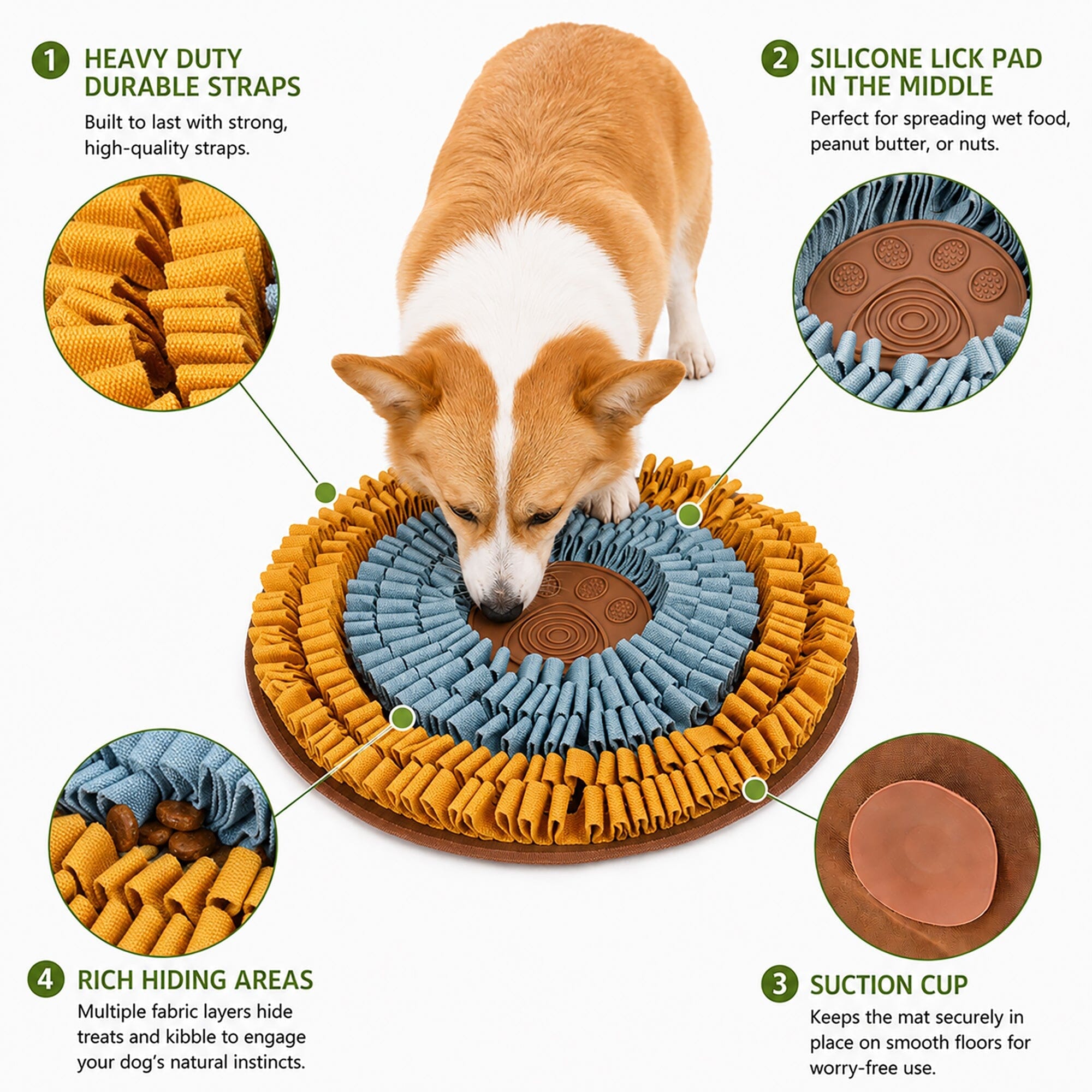 Pet Life ® “Snout-Seek” Interactive Treat Hiding and Spreading Pet Snuffle Mat