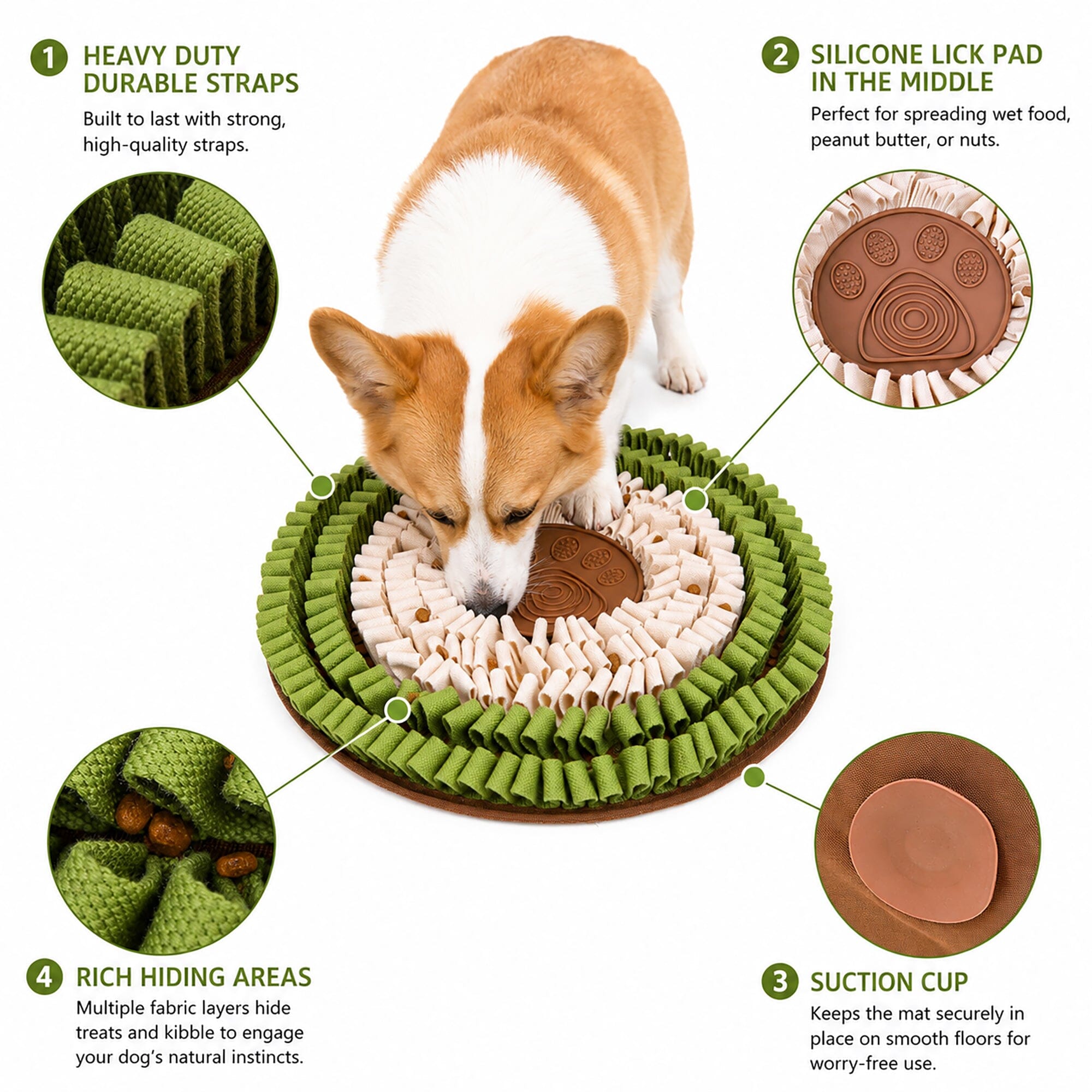 Pet Life ® “Snout-Seek” Interactive Treat Hiding and Spreading Pet Snuffle Mat