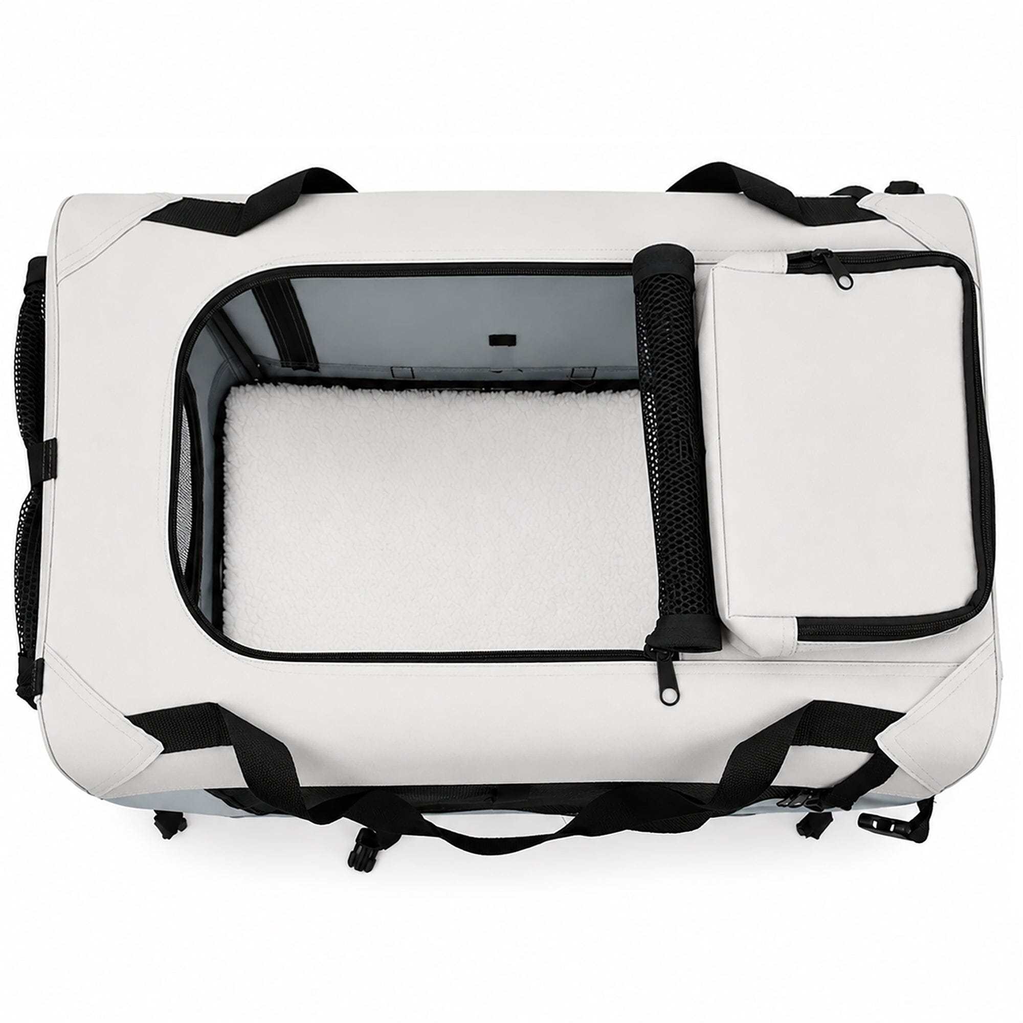 Pet Life ® Tailgate-Den Collapsible Travel Pet Crate with Dual Bowls and Storage