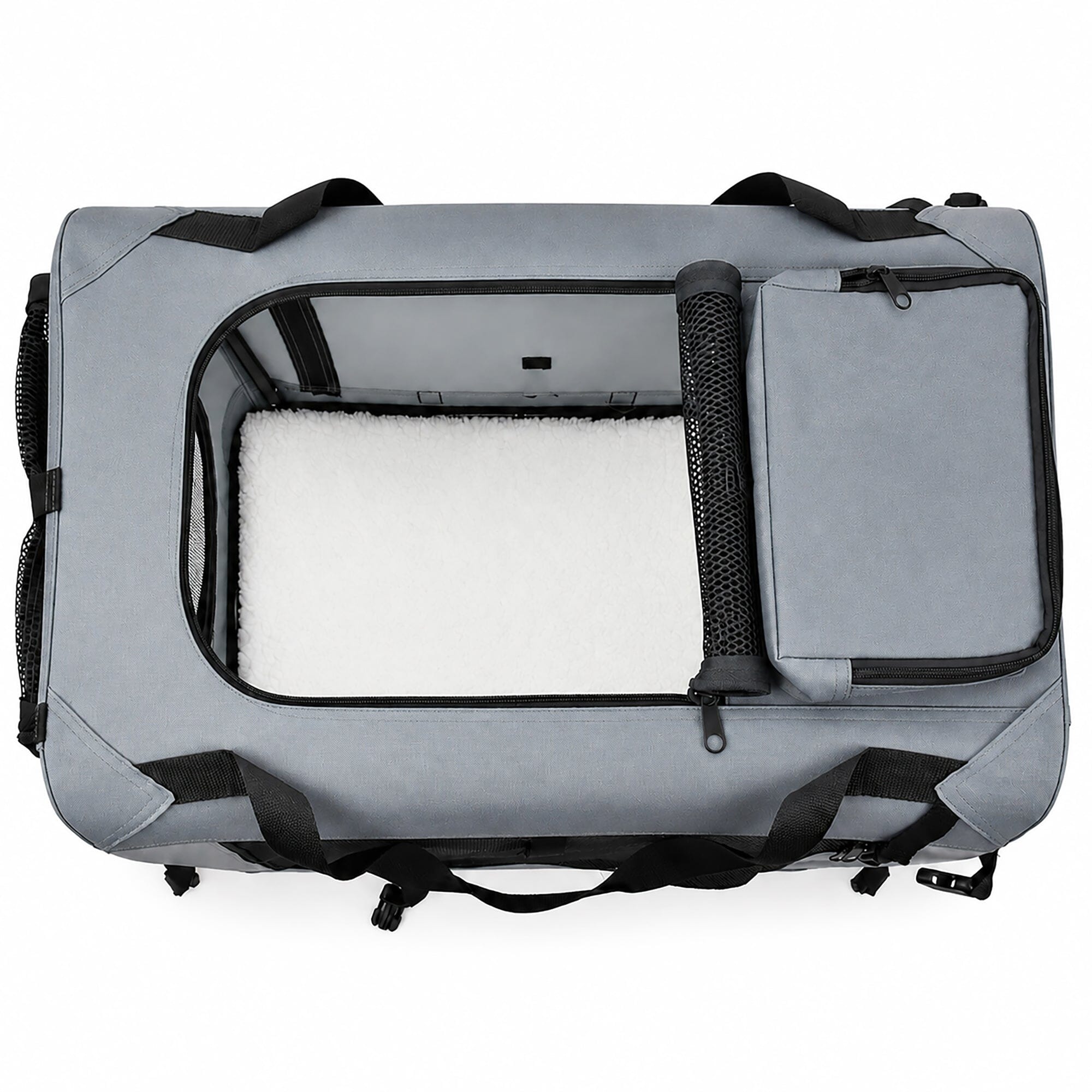 Pet Life ® Tailgate-Den Collapsible Travel Pet Crate with Dual Bowls and Storage