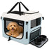 Pet Life ® Tailgate-Den Collapsible Travel Pet Crate with Dual Bowls and Storage Extra Small Light Blue/Khaki