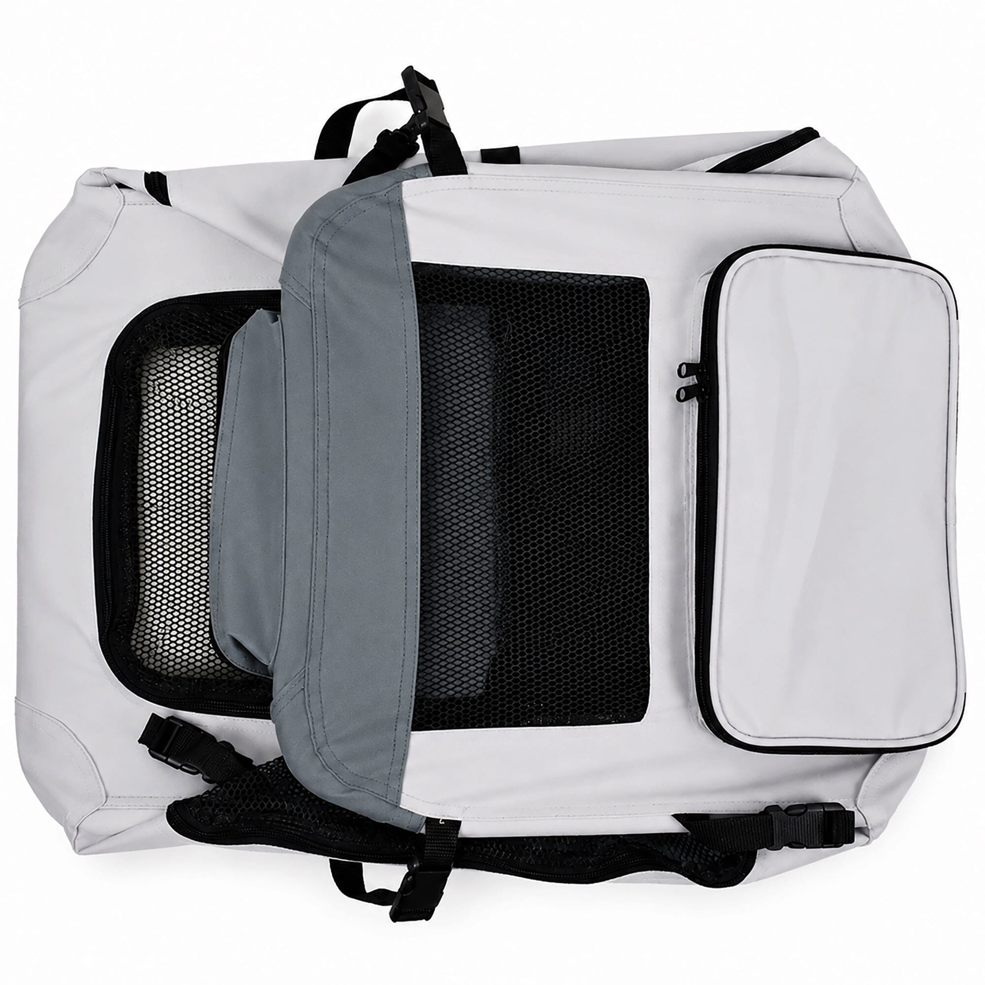 Pet Life ® Tailgate-Den Collapsible Travel Pet Crate with Dual Bowls and Storage