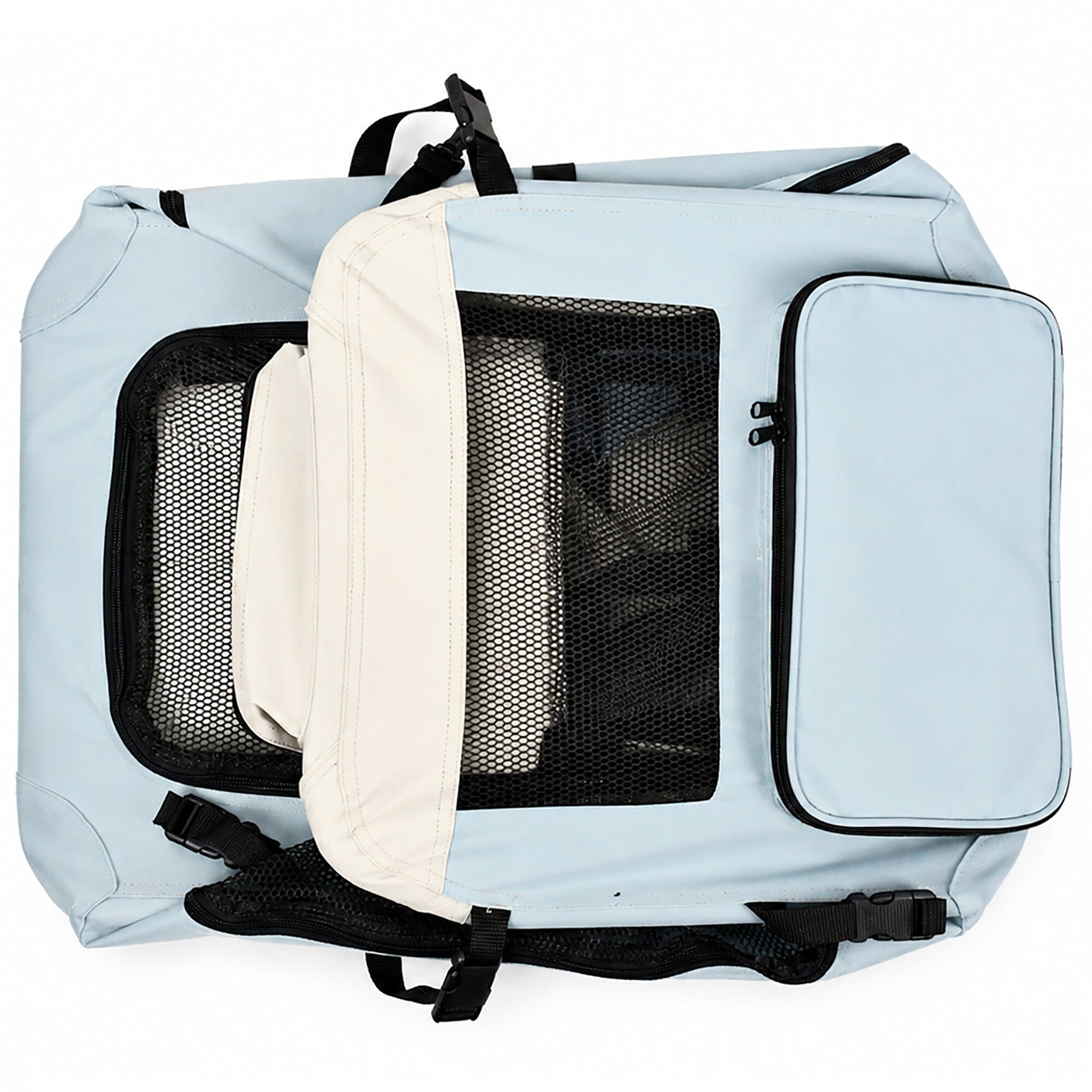 Pet Life ® Tailgate-Den Collapsible Travel Pet Crate with Dual Bowls and Storage