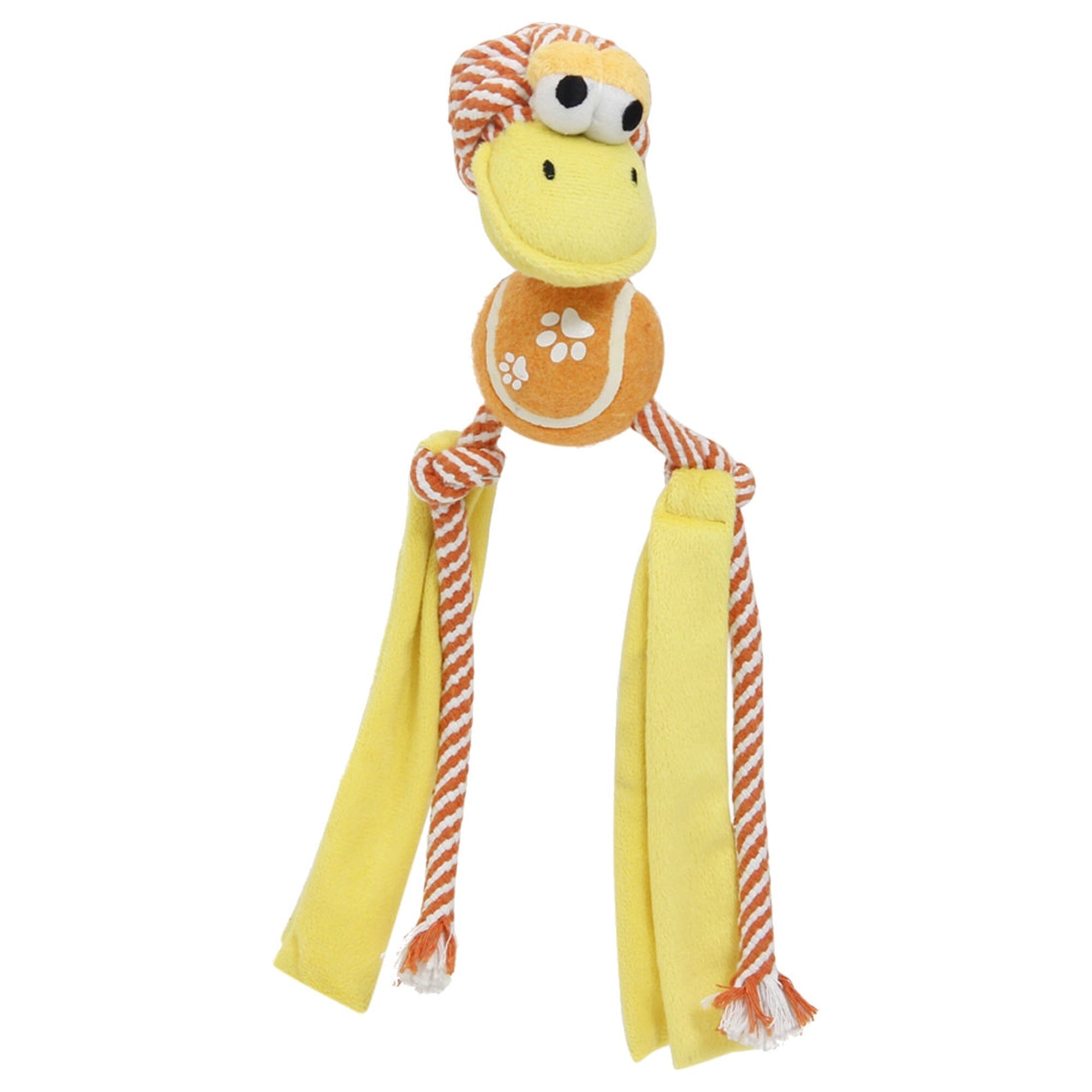 Pet Life ® 'Tennis Pawl' Rope Squeaker and Crinkle Tennis Dog Toy Orange