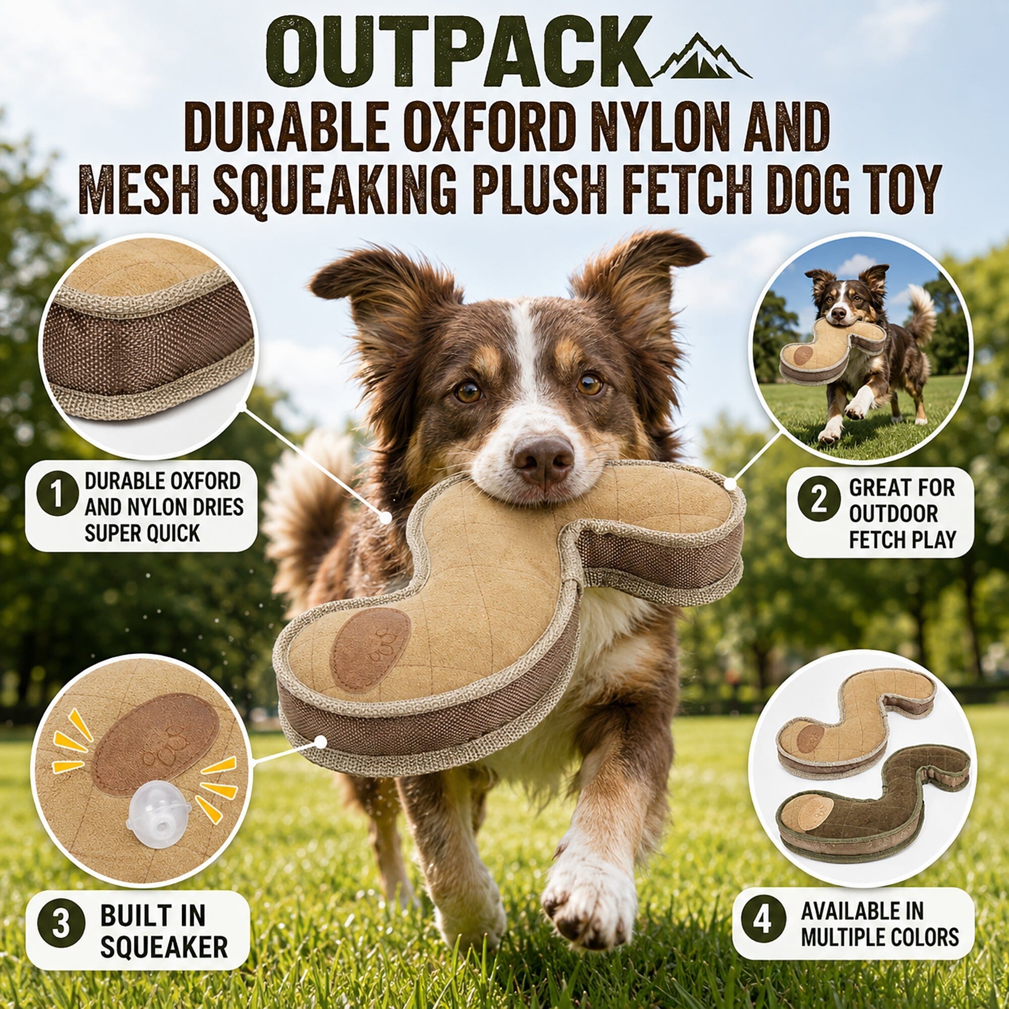 Pet Life ® 'The Outpack' Durable Oxford Nylon and Mesh Squeaking Plush Dog Toy