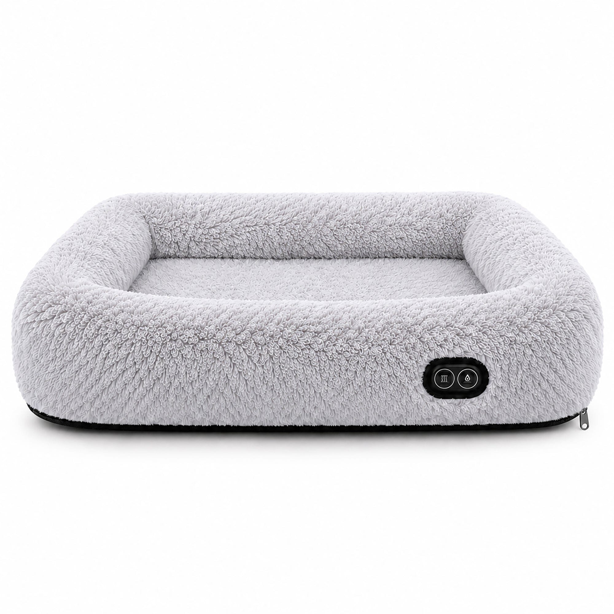Pet Life ® “Therma-Vibe” Heating and Massaging Smart Pet Bed Small Light Gray