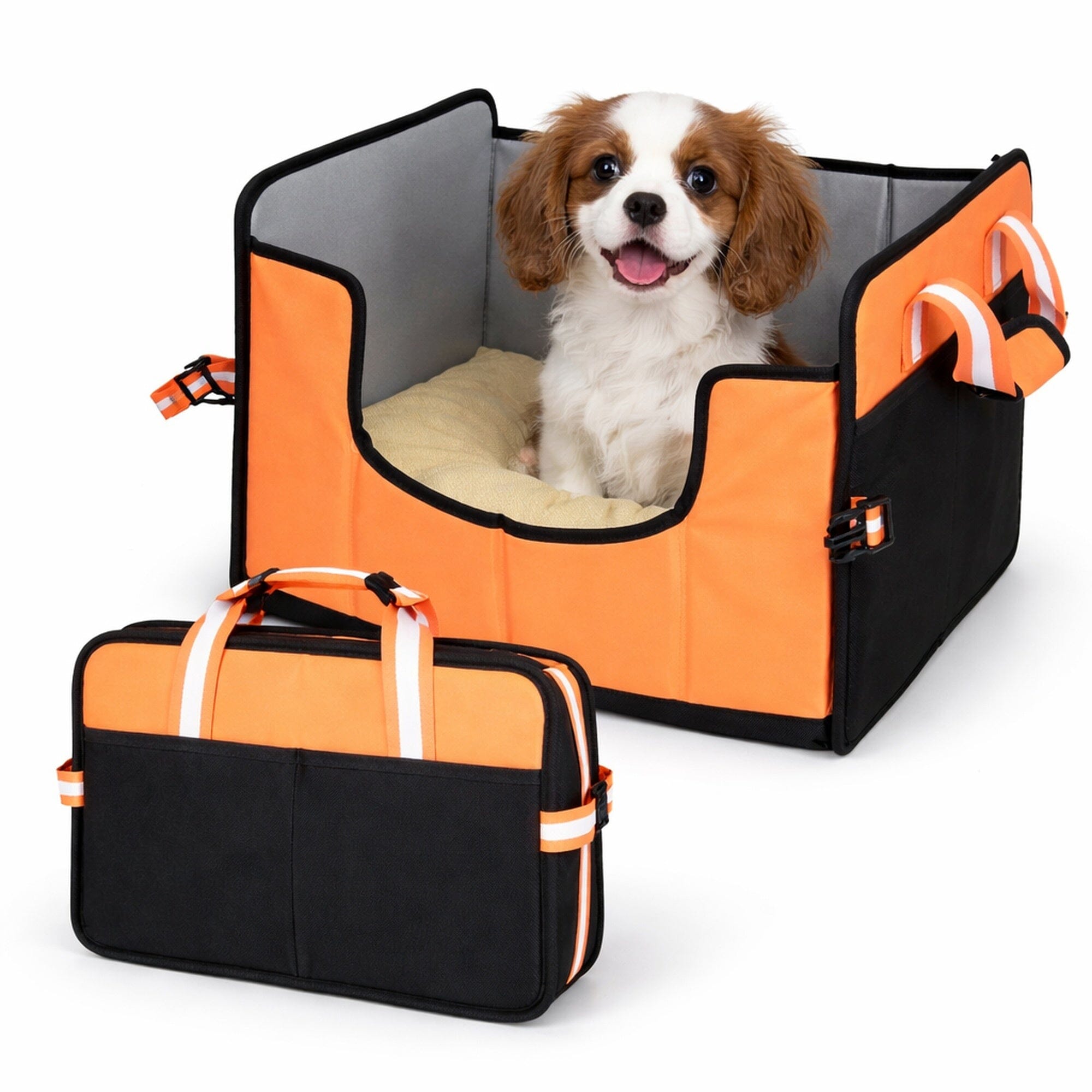 Pet Life ® 'Travel-Nest' Folding Travel Cat and Dog Bed Orange Small