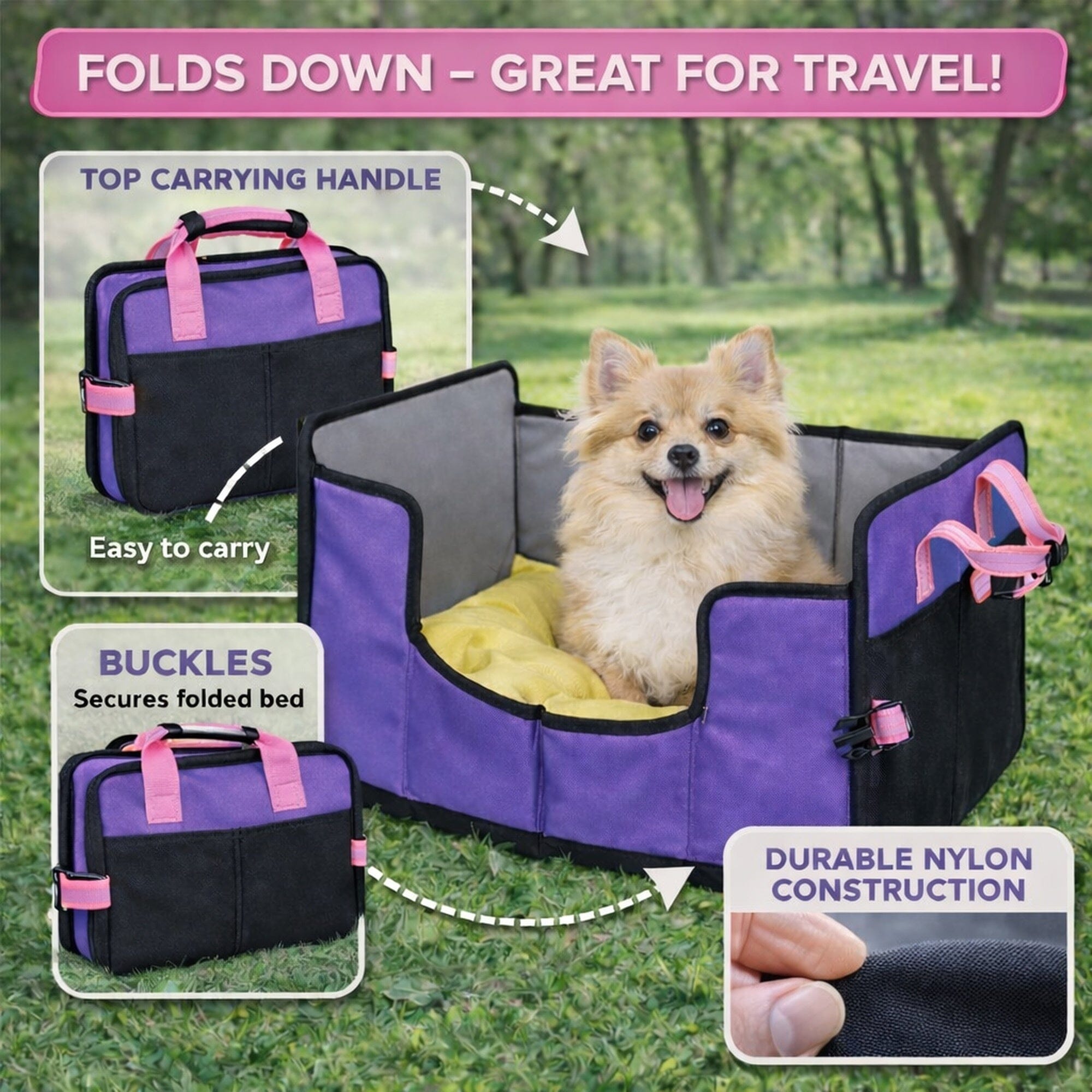 Pet Life ® 'Travel-Nest' Folding Travel Cat and Dog Bed