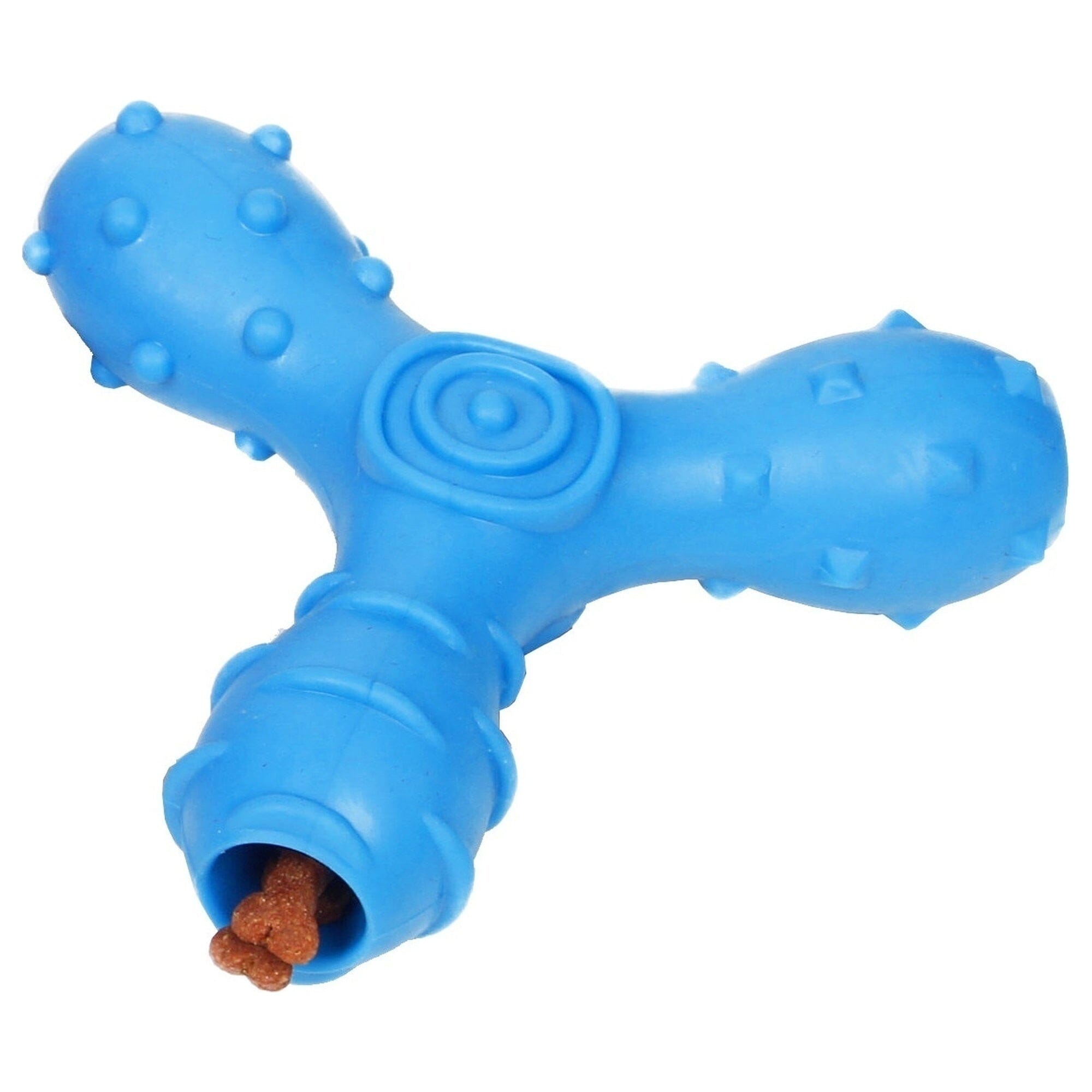 Pet Life ® 'Tri-Chew' Treat Dispensing and Chewing Interactive TPR Dog Toy Blue