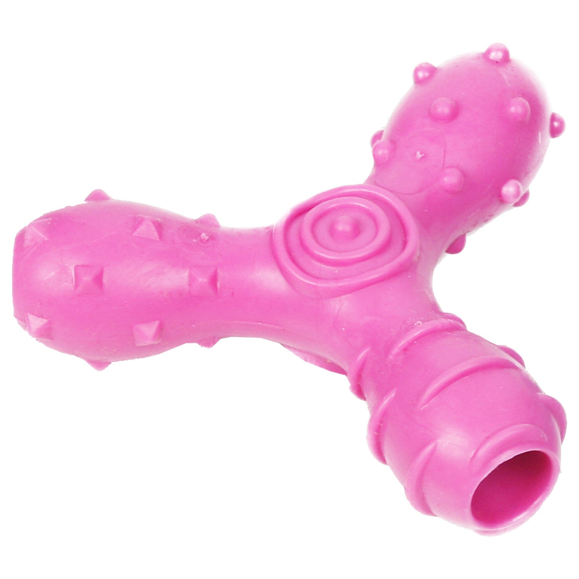 Pet Life ® 'Tri-Chew' Treat Dispensing and Chewing Interactive TPR Dog Toy Pink