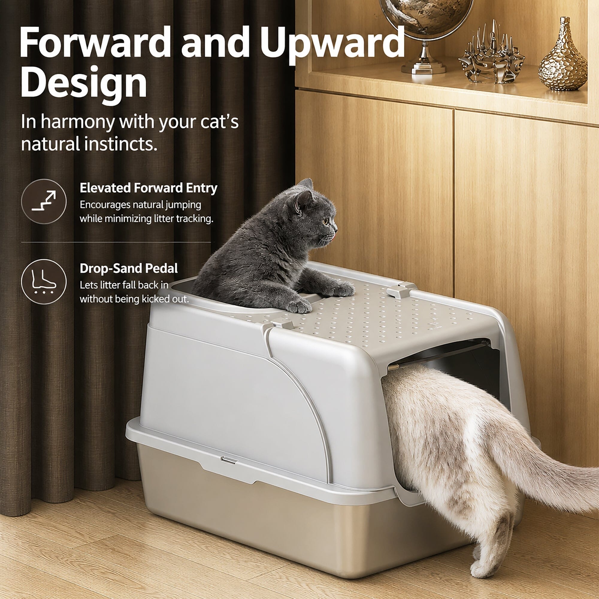 Pet Life ® “ZenPod” Premium Stainless Steel Clamshell Cat Litter Box
