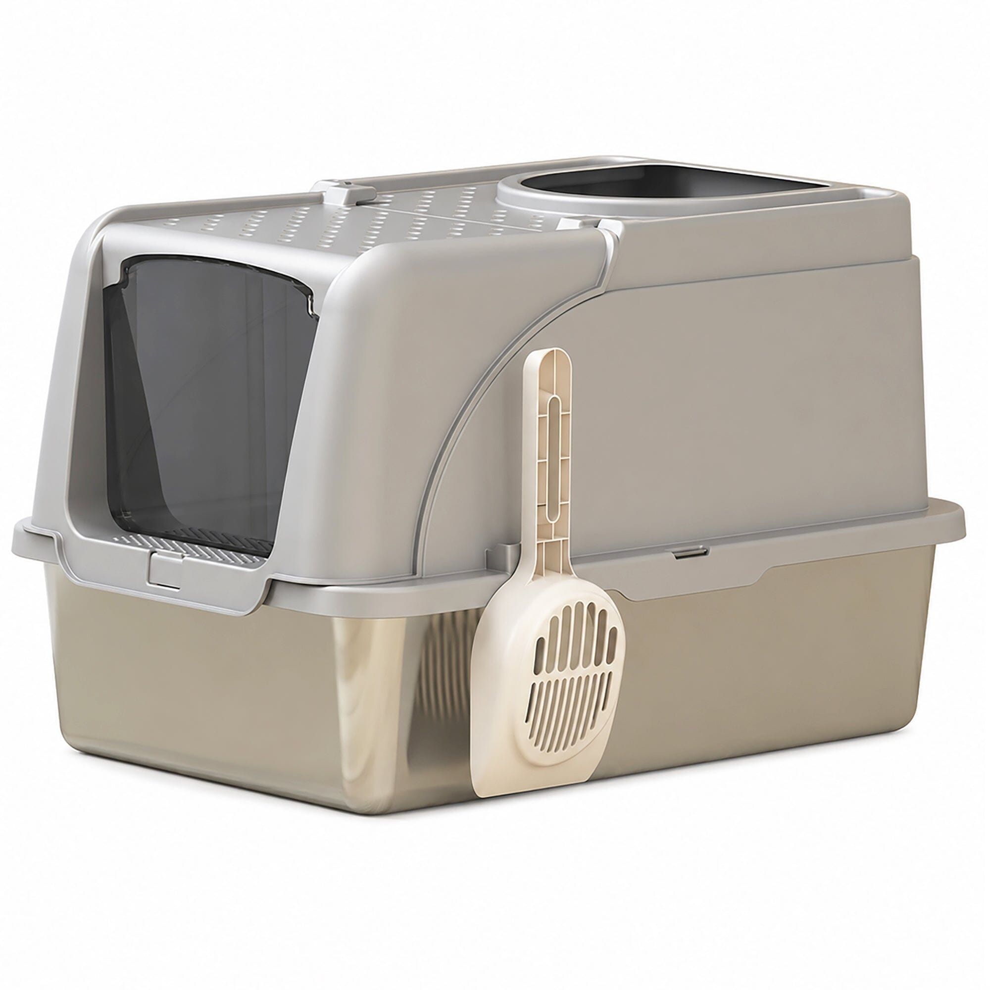 Pet Life ® “ZenPod” Premium Stainless Steel Clamshell Cat Litter Box Default Title