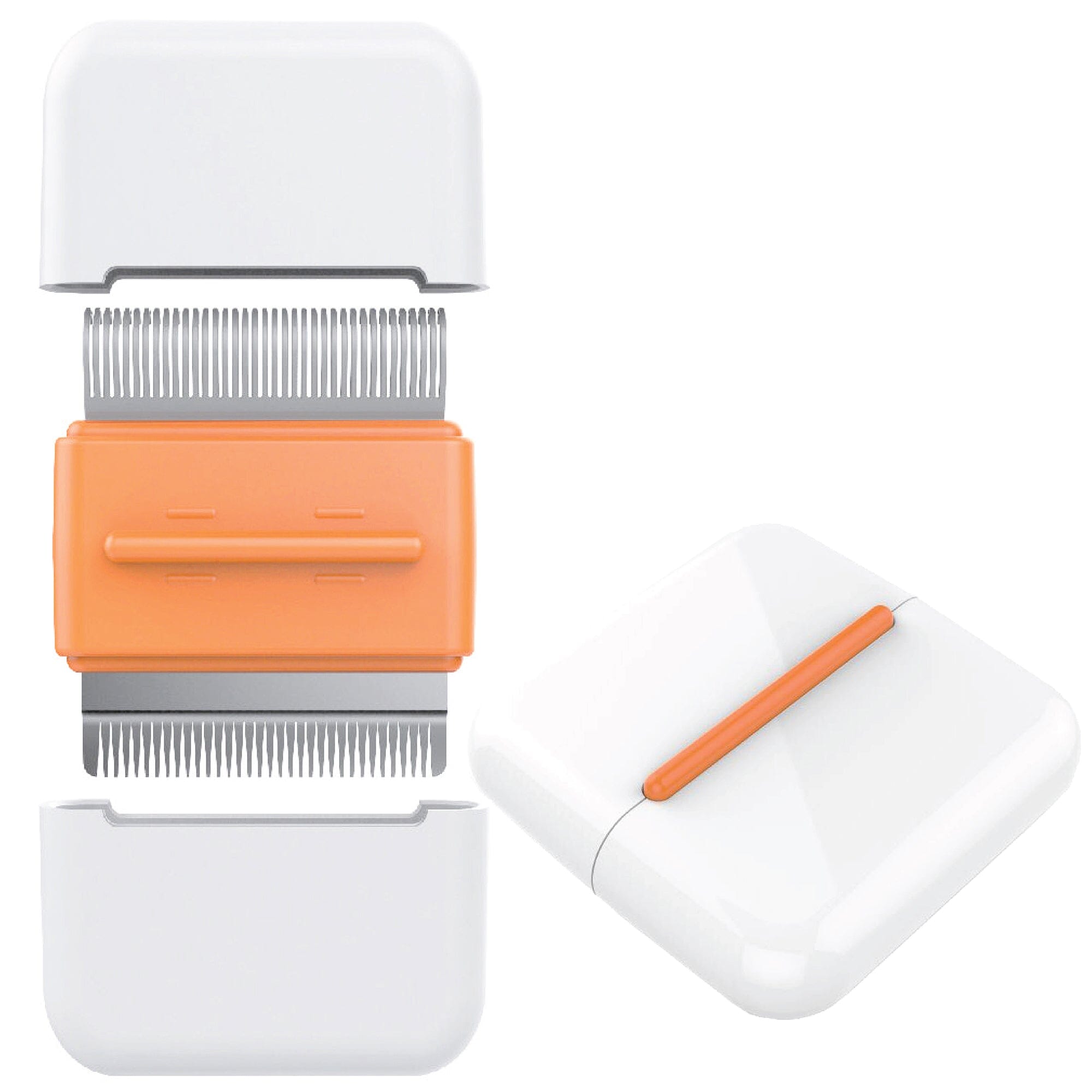 Pet Life ® 'Zipocket' 2-in-1 Underake and Stainless Steel Travel Grooming Pet Comb Orange