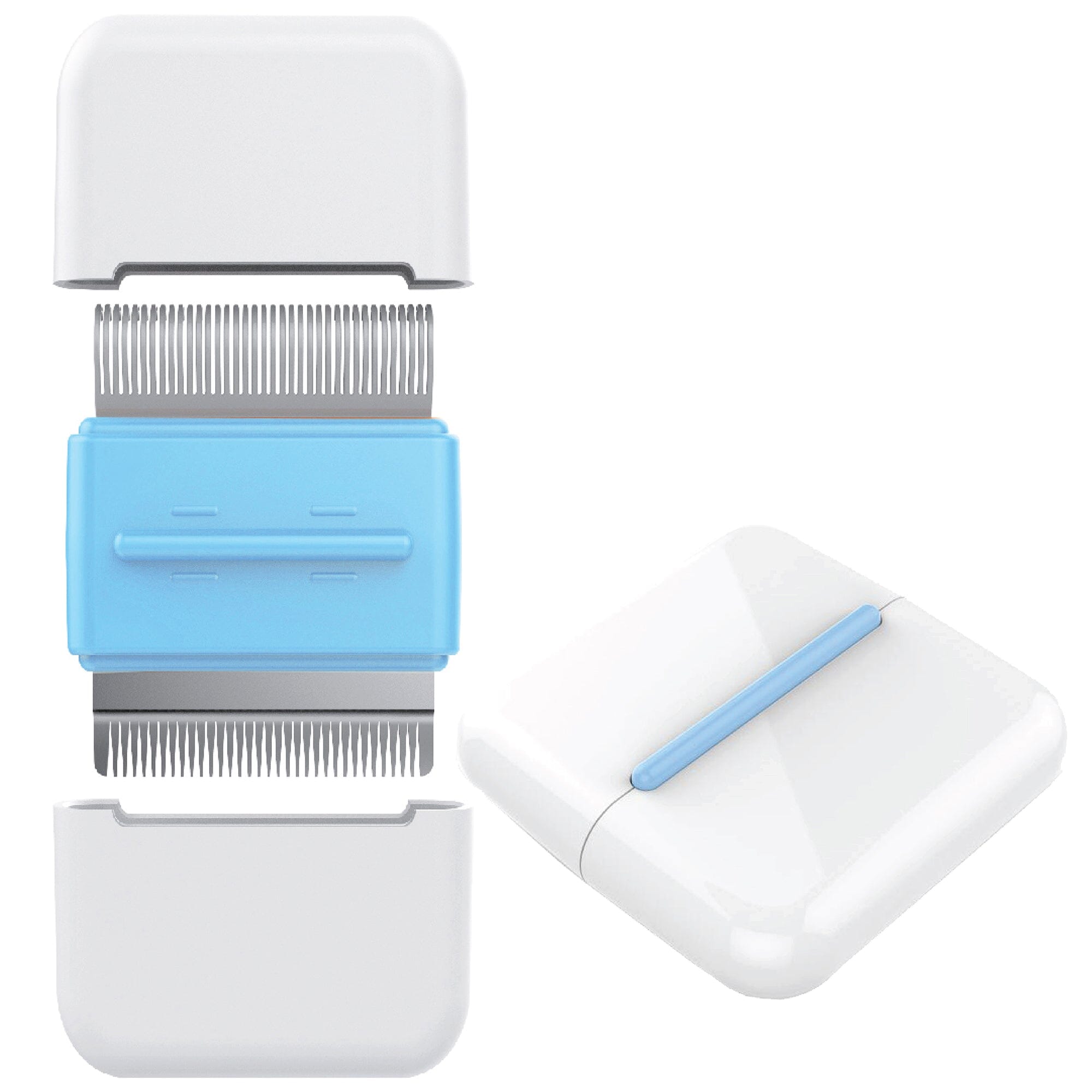 Pet Life ® 'Zipocket' 2-in-1 Underake and Stainless Steel Travel Grooming Pet Comb Blue