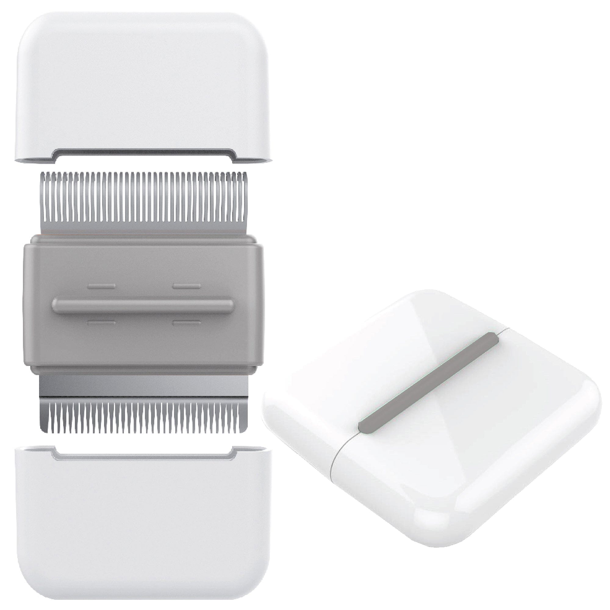Pet Life ® 'Zipocket' 2-in-1 Underake and Stainless Steel Travel Grooming Pet Comb Gray