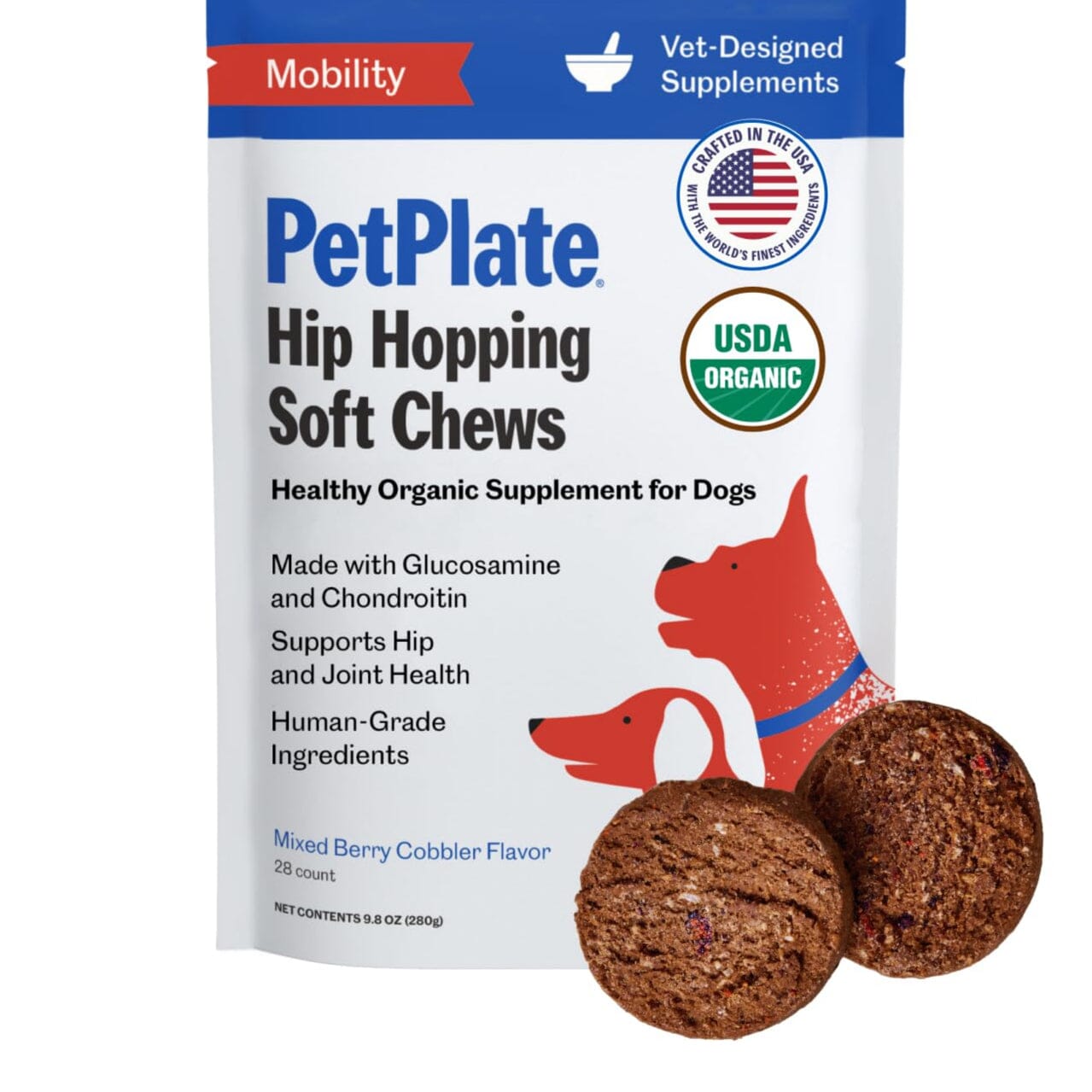 Pet Plate Hip Hopping Hip and Joint Care Soft Chews Dog Supplements - 9.8 Oz  