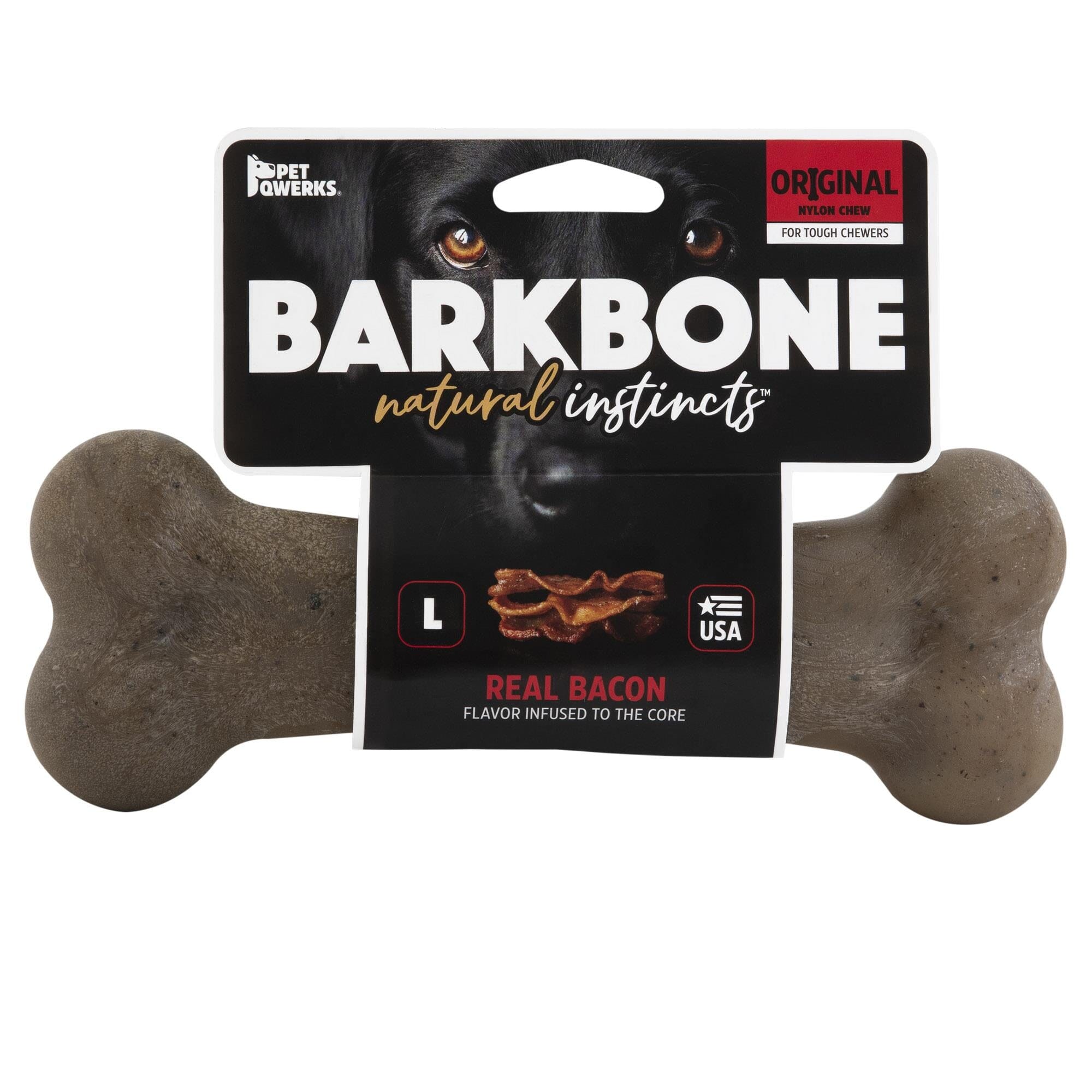 Pet Qwerks Made-in-the-USA Bacon and BBQ BarkBone - Extra Large  