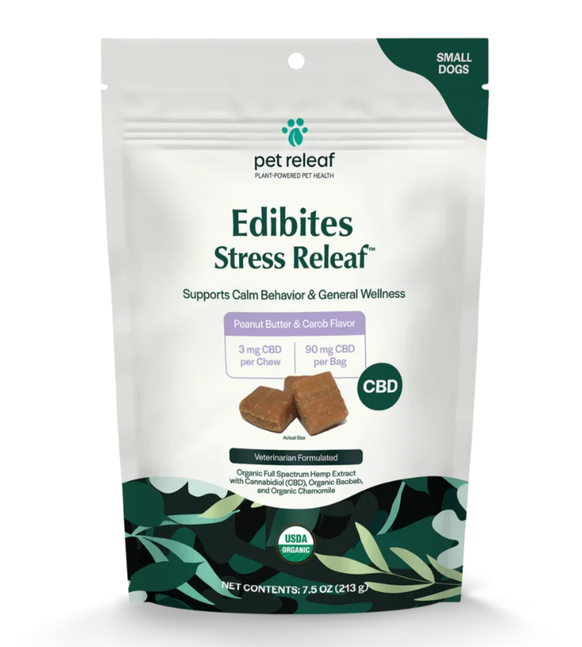 Pet Releaf Edibites Small Dog Peanut Butter Carob Swirl Calming Softchew Dog Treats - 7.5 oz Bag