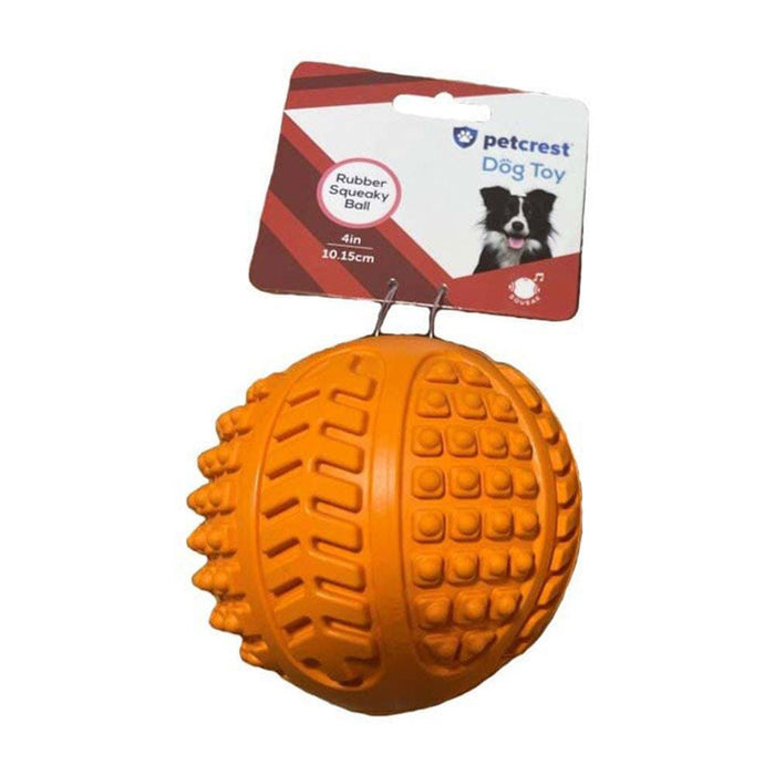 Petcrest Dog Toy Rubber SQY Ball Dog Toy - 4 In