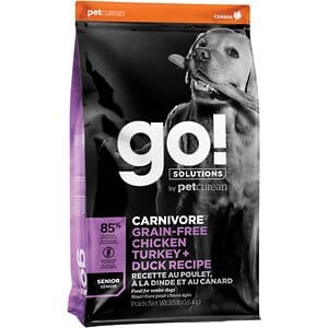 Petcurean GO! Carnivore Grain-Free Chicken, Turkey & Duck Senior Dry Dog Food - 12 lb Bag