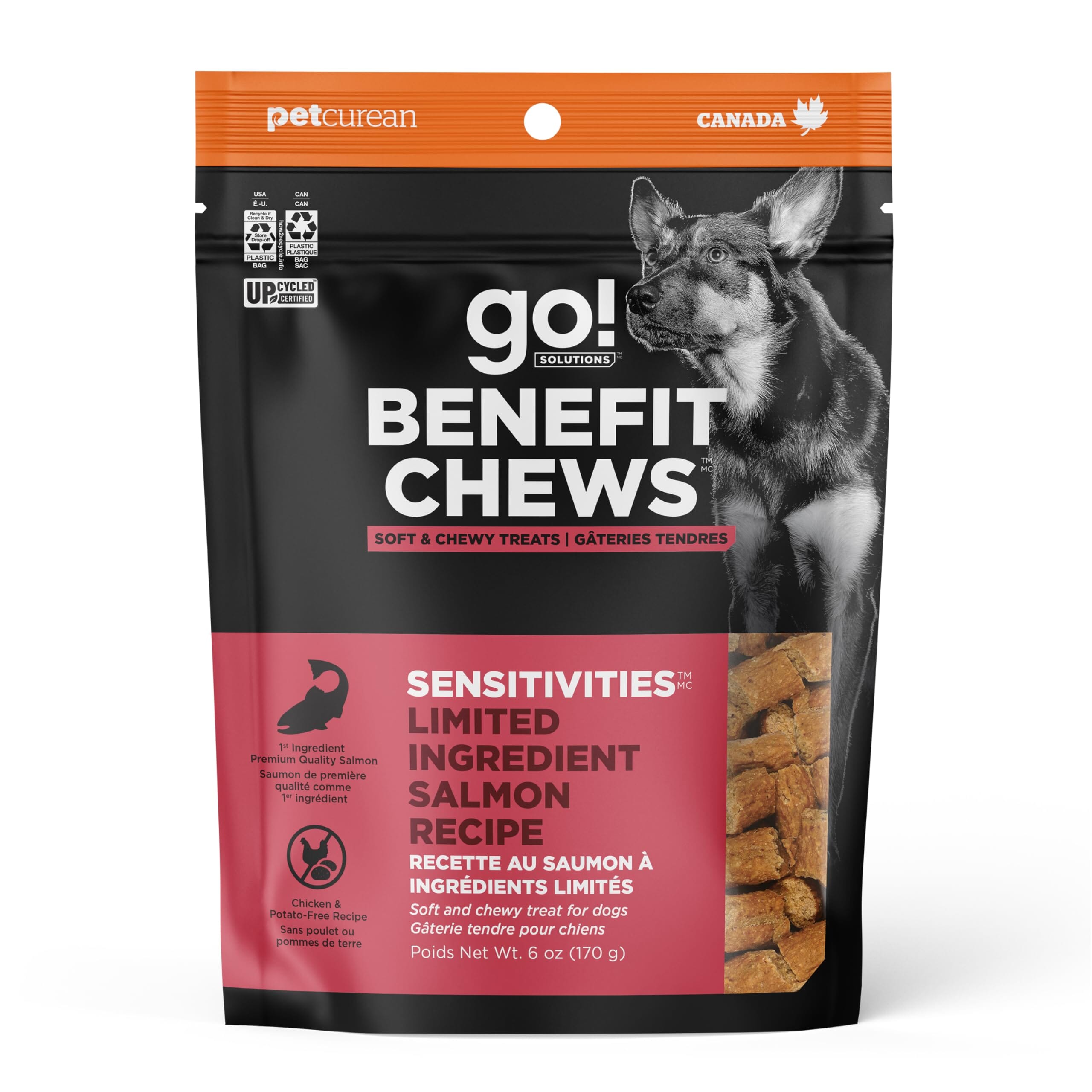 Petcurean Go! Solutions Benefit Chews Sensitivities Limited Ingredient Salmon Flavor Soft and Chewy Dog Treats - 6 Oz Default Title
