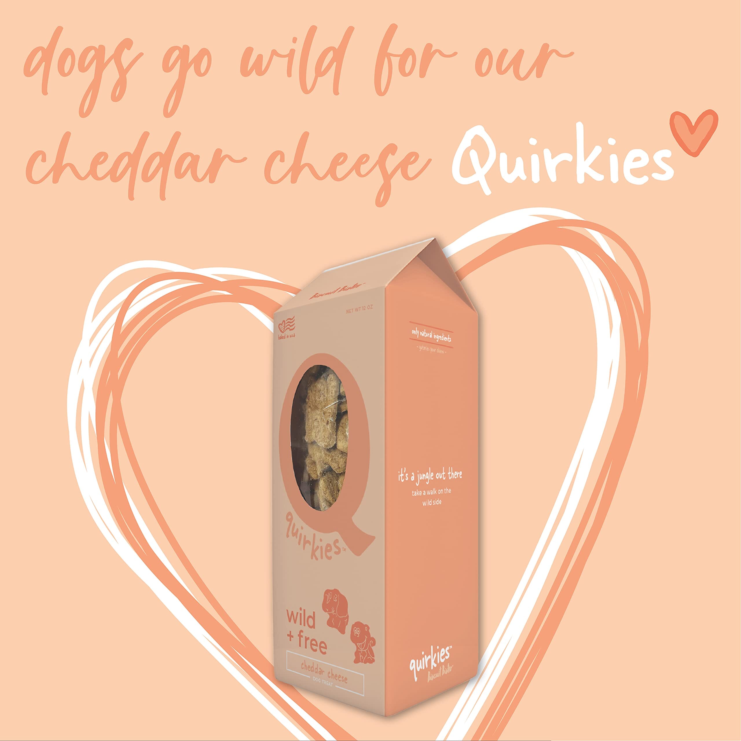 Petknowledgy Quirkies Wild and Free Chedder Crunchy Dog Treats - 12 Oz - Case of 6  