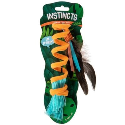 Petlinks SmartyKat Instincts Crazy Coil Springy and Feather Cat Toy - Orange - Large Default Title