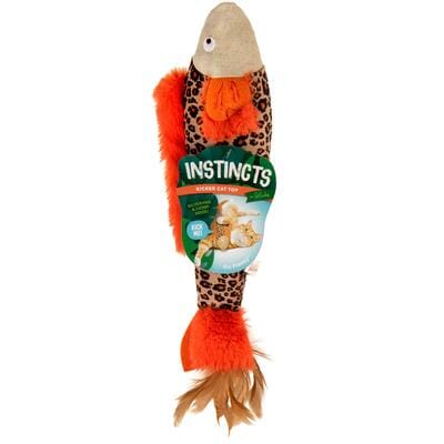 Petlinks SmartyKat Instincts HappyNip Fin Frenzy Fish Kicker Catnip and Silvervine Crinkle and Plush Cat Toy - Orange/Beige Default Title