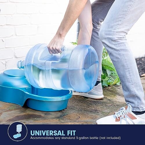 Petmate Big Blue Outdoor Cat and Dog Water Bowl - Holds 115 Ounces Water - Fits 5 Gallon Water Jug