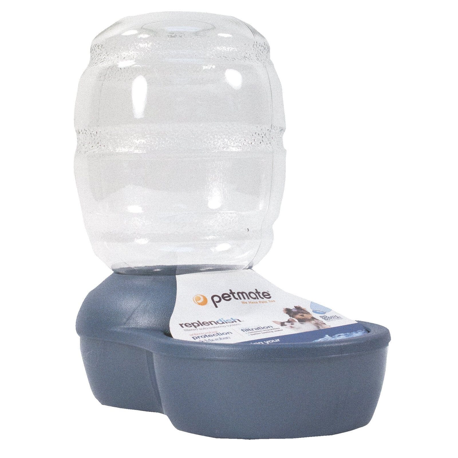 Petmate ReplenDish Cat and Dog Gravity Waterer Water Feeder with Microban - Blue - 4 Gallon Default Title