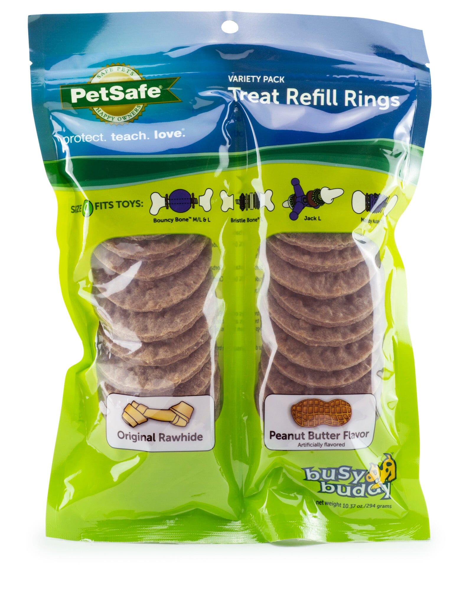 Petsafe Busy Buddy Natural Rawhide Rings Natural Dog Chews - Peanut Butter - Large - 24 Pack