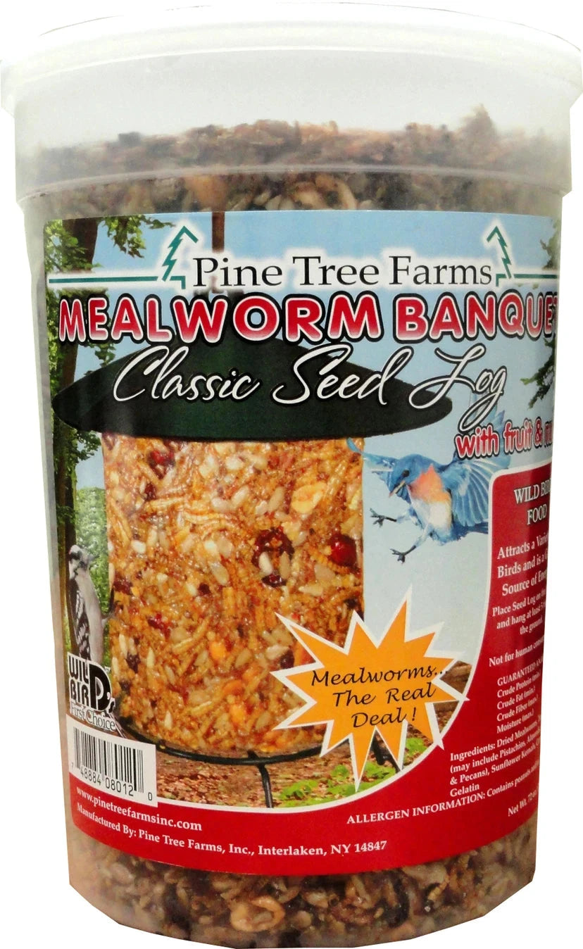 Pine Tree Farms Mealworm Banquet Classic Seed Log Wild Bird Food - 72 Oz