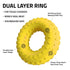 Playology Durable Dual-Layered Ring Chicken Scented Fetch and Chew Rubber Dog Toy - Yellow