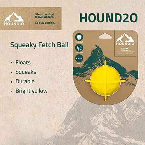 Playology Hound2O Squeaky Fetch Ball Squeak and Floating Rubber Dog Toy - Yellow