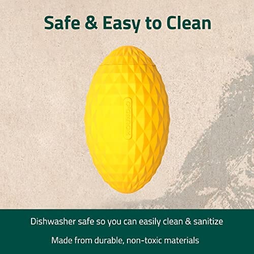 Playology Hound2O Squeaky Football Squeak and Floating Rubber Dog Toy - Yellow