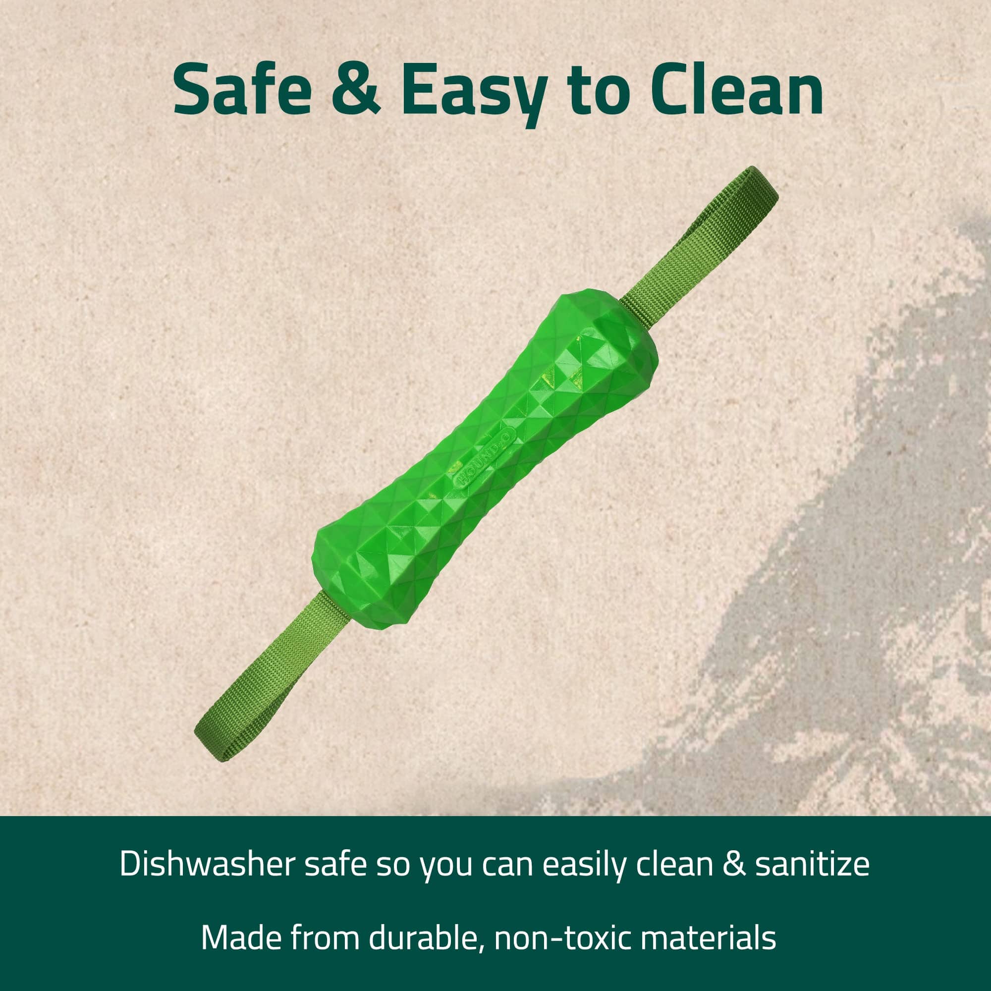 Playology Hound2O Tug Stick Squeak and Fetch Floating Nylon and Rubber Dog Toy - Green  
