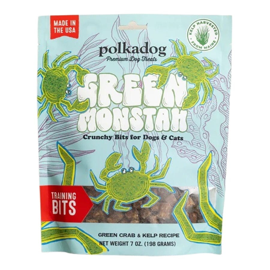Polka Dog Bakery Green Monstah Bits Crab and Kelp Dehydrated Crunchy Dog Treats