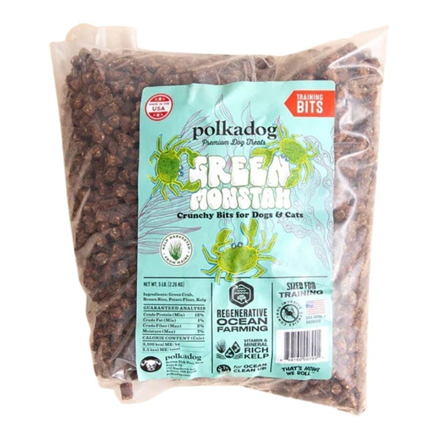 Polka Dog Bakery Green Monstah Bits Crab and Kelp Dehydrated Crunchy Dog Treats