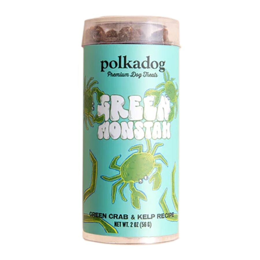 Polka Dog Bakery Green Monstah Bits Crab and Kelp Dehydrated Crunchy Dog Treats