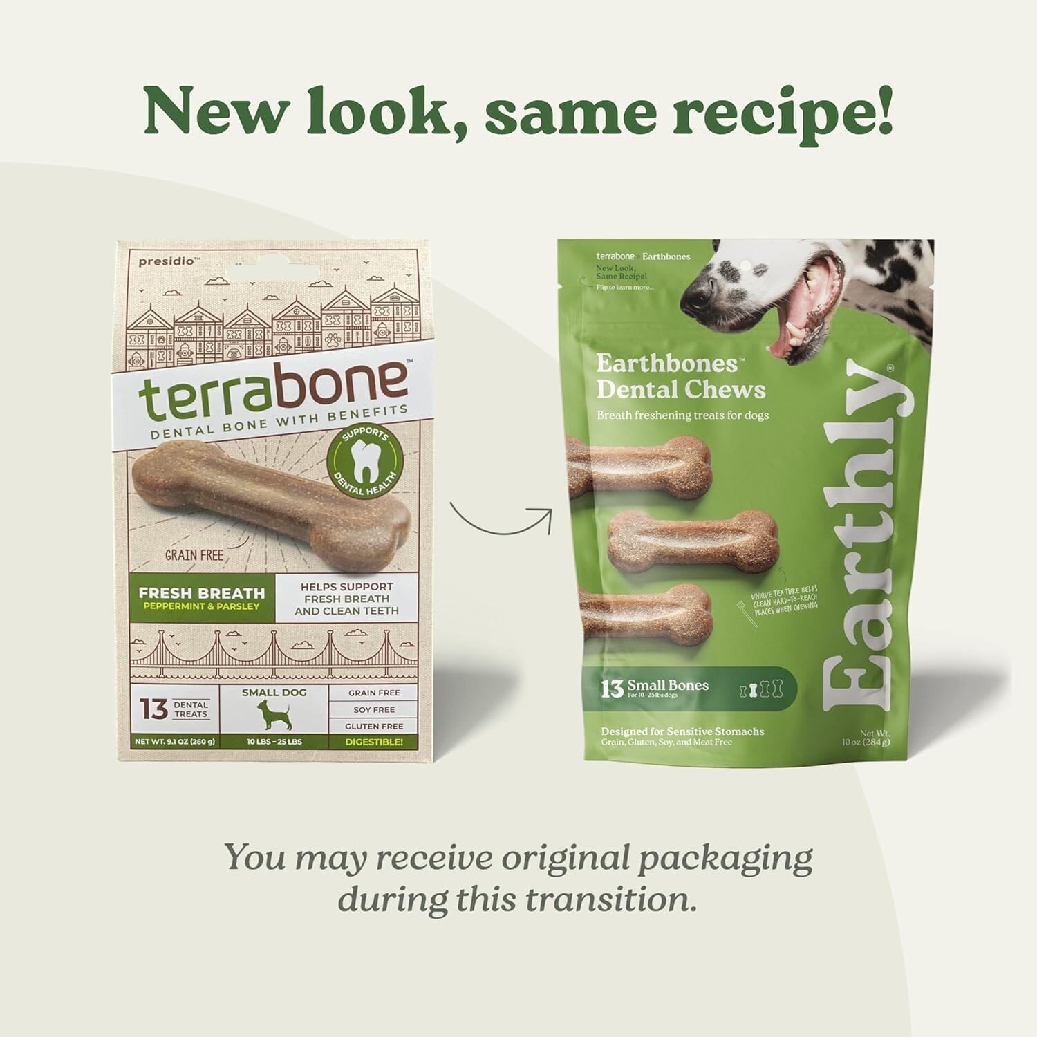 Presidio Earthbones Dental Chews Fresh Breath Dog Treats - Small - 13 Count