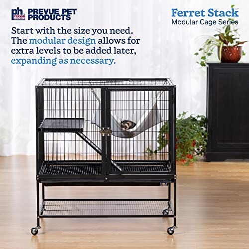 Prevue Pet Products Ferret Stack 1-Story Ferret Cage with Portable Stand with Ramp and Hammock - L:31 X W:20 X H:34 Inches