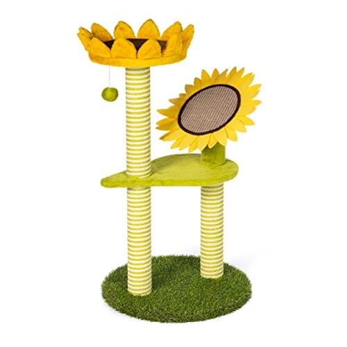 Prevue Pet Products Kitty Power Paws Sunflower Playground 2-Level Furniture Cat Scratching Post - L:19.2 X W:19.2 X H:36.6 Inches Default Title